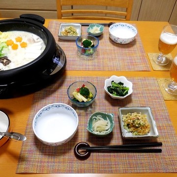 ごま味噌豆乳鍋の夕食　(*'◡'*)