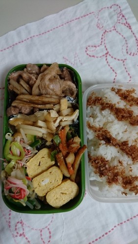 豚肉蓮根ソース炒め。お弁当。