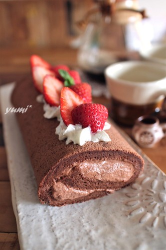 シフォンのチョコロールケーキ✤練習