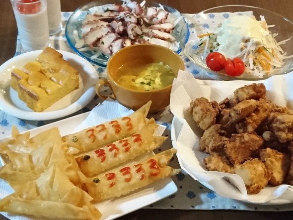 兜と鯉のぼり春巻きでこどもの日晩ごはん♪