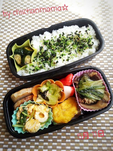 息子弁当☆時間ギリ隙間適当にしちゃった~