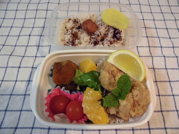 5.21 もち麦ごはんと唐揚げのお弁当