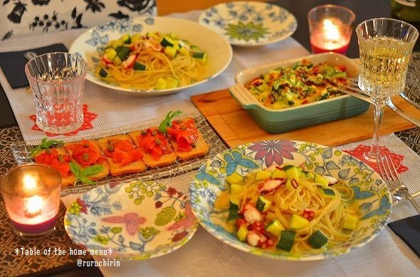 ✿ペペロンチーノ風パスタディナー✿