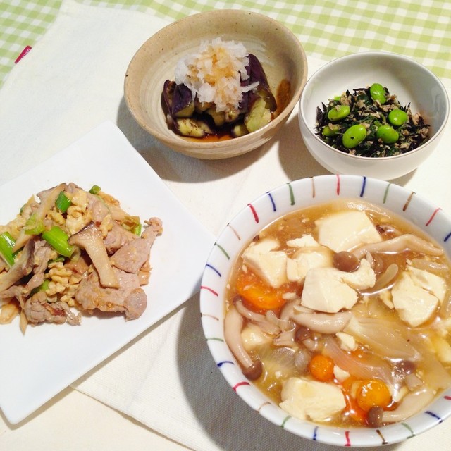 ヘルシー 豆腐の中華丼定食 By なつめタロー クックパッド みんながのせた献立