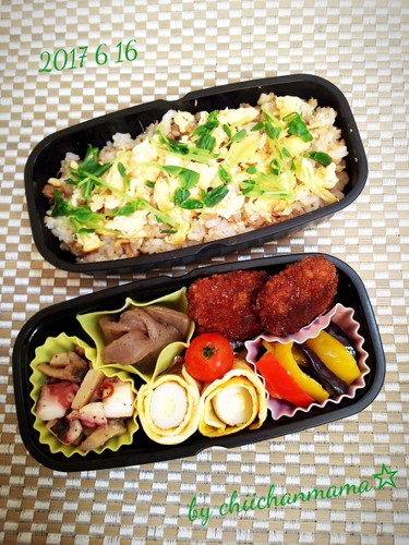 マグロFちらし寿司とリピおかずの息子弁当