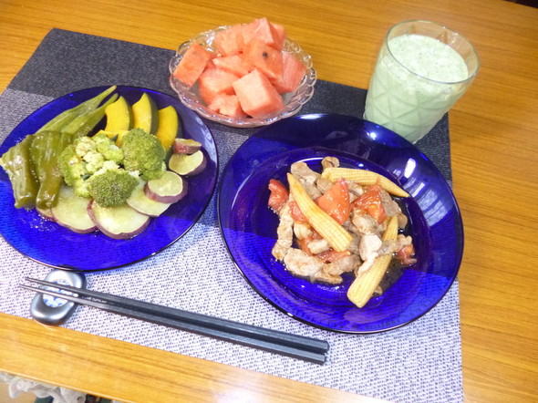 ダイエット温野菜とヤングコーンの炒めもの