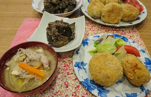 夕食 南瓜のコロッケ