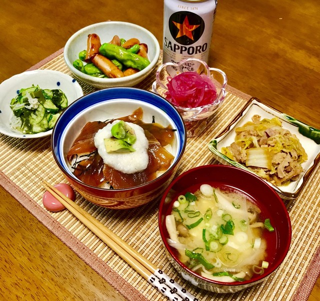 まぐろ漬け丼の晩ご飯 By にきけん クックパッド みんながのせた献立