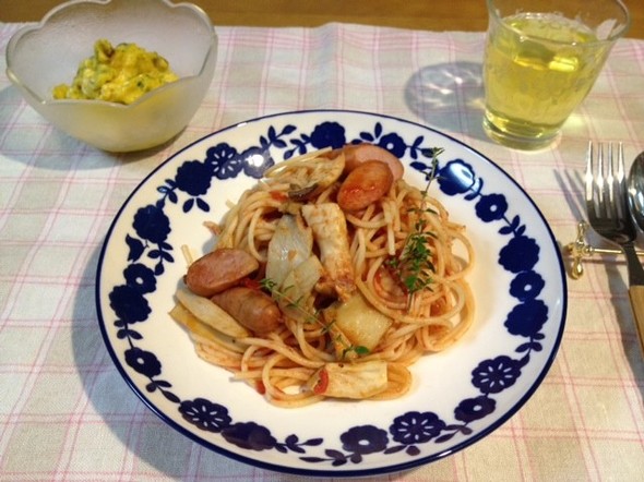 17.9.12 えりんぎとトマトのパスタ