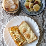 梨×マシュマロミルキーチーズトースト朝食
