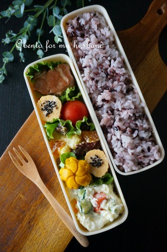 【パパ弁】黒米&豚角煮がメインなお弁当
