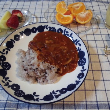 18.2.1　黒米でハヤシライスの夕食