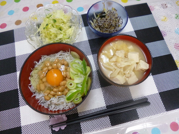 納豆しらす丼の美味しい朝食(*^^)v