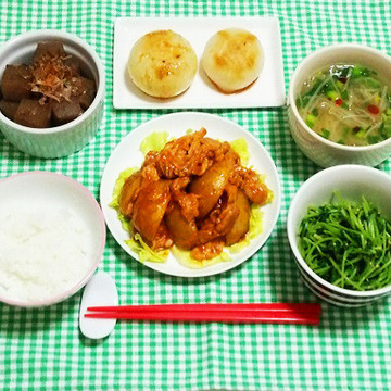 ポテとんチリソースで晩ごはん