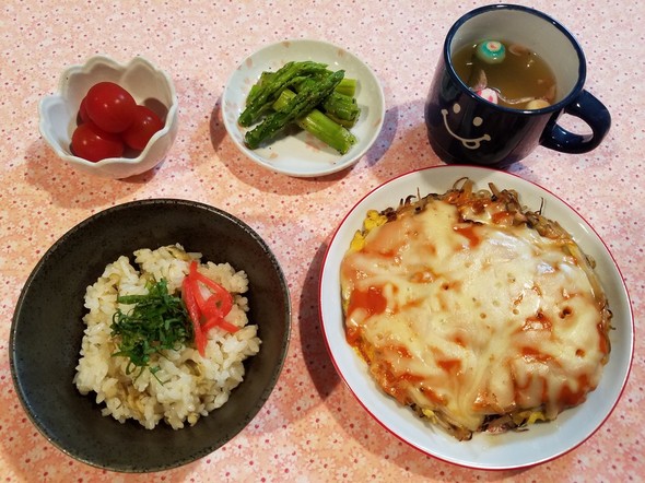 もやしのオープンオムレツ☆コチュマヨで