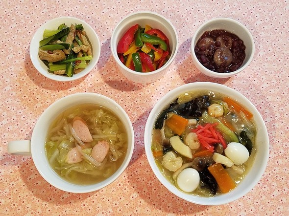 中華丼&へっちょこだんご&塩麹野菜スープ