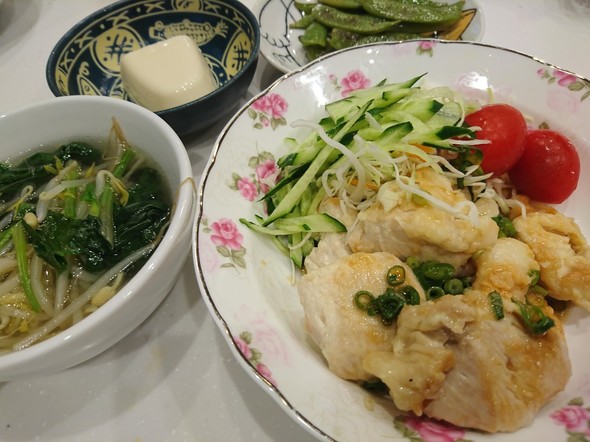 夕食 棒々鶏サラダ