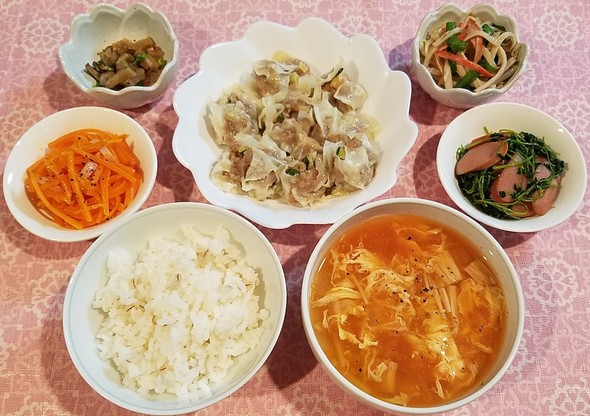 豚ひき肉とズッキーニの簡単焼売&中華和え