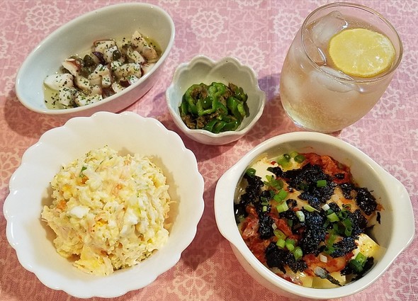 タコのマリネ&ピーマンのばっけ味噌和え
