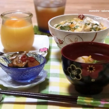 ♡お豆腐の卵とじ☆丼で夕ご飯♡