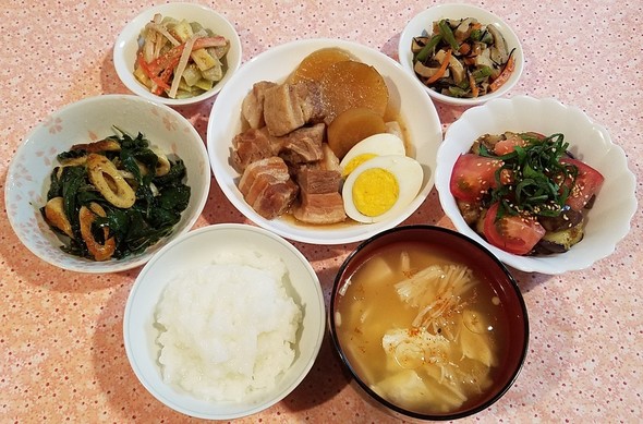 角煮大根&揚げなすトマトのさっぱりサラダ