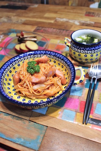 給食のナポリタンde晩ごはん♬