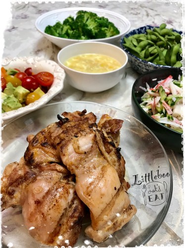 鶏モモ肉の網焼きグリルで夕ご飯✿