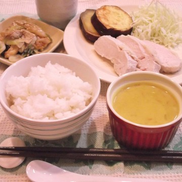 鶏ハムと南瓜スープのラクラク夕食