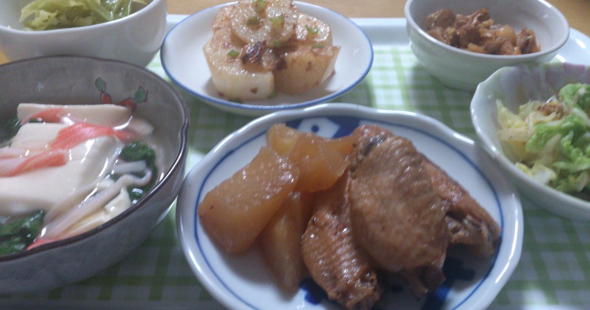 手羽先と大根の煮物、豆腐のあんかけ他 by つくね [クックパッド] みんながのせた献立