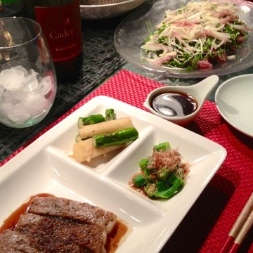 肉と魚と野菜で晩酌ご飯