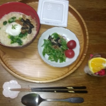 お腹に優しい中華粥の朝食☺(^q^)⛄☕