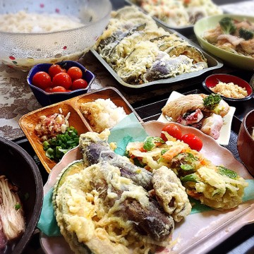 天ぷらと麺二種と米お肉とお魚おつまみの日