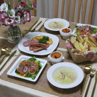 生サラミと鮭のポン酢マリネで夕ご飯