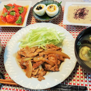 タモリさんの生姜焼きメインの和夕食