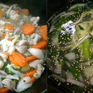 昼食｜鶏野菜のデミソース＋セロリのスープ