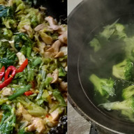 昼食｜鶏の回鍋肉風＋ブロッコリーのスープ