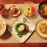 豆腐ハンバーグ&栗ご飯✨