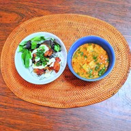 マヨ唐丼とスープ