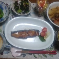 鰆(サワラ)の味噌漬け焼きの夕食