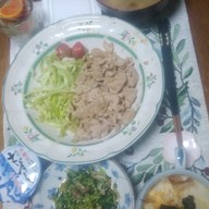 豚肉の生姜焼きの夕食