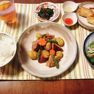 栗と薩摩芋と鶏の甘辛炒め✨