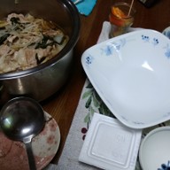 豚肉と白菜のもやし鍋の夕食