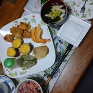 マヨネーズハーフの天ぷらの夕食