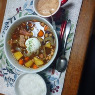 日清鴨南蛮そばの余り汁で即席カレーの夕食