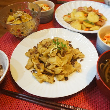 秋田の野菜と米で夕食♫ガメコC有難う♡