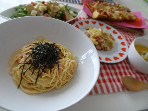 たらこスパと×バゲピザ♡
