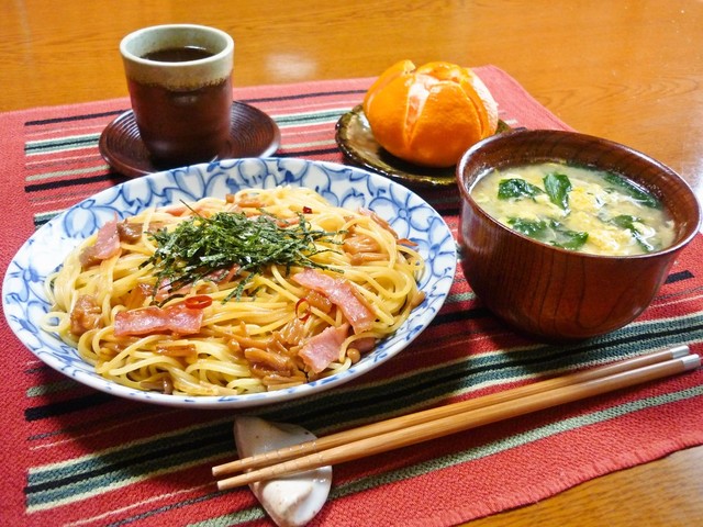 休日の和風パスタ 味噌汁でランチ By まりみぃ クックパッド みんながのせた献立