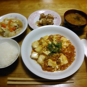 麻婆豆腐中心の夕食_140516