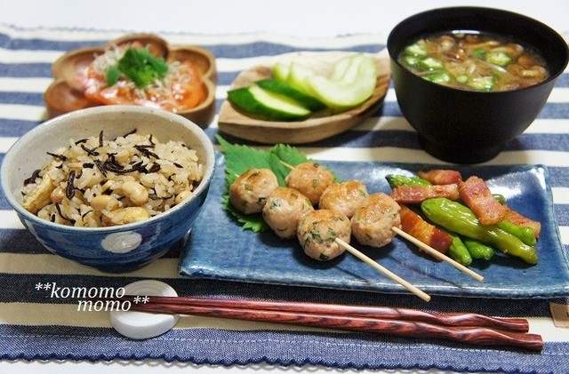 塩ダレ大葉つくねと大豆ひじきご飯の献立 By Komomoもも クックパッド みんながのせた献立