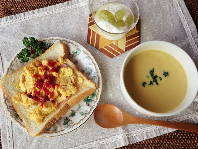 コーンスープ 卵トースト朝食 9 12 By ワインパープル クックパッド みんながのせた献立